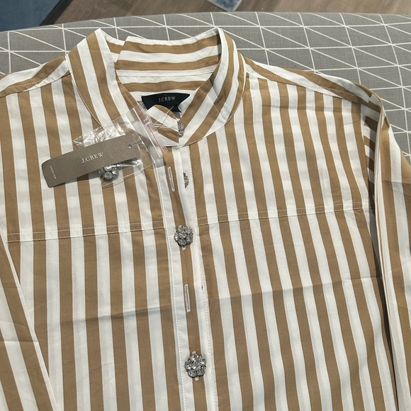 J. Crew Cotton Poplin Popover Tunic with Jeweled Buttons Size 14 NWT - Picture 2 of 9